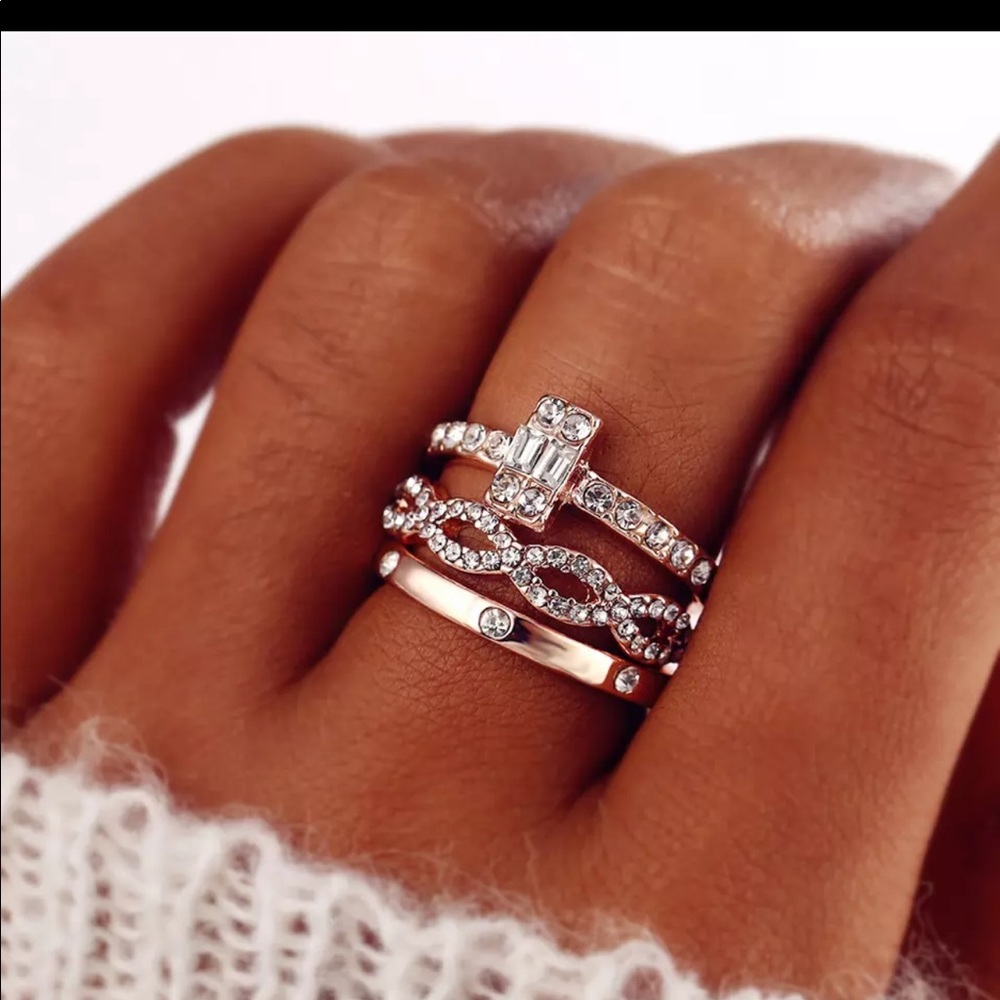 3 ring set rose gold